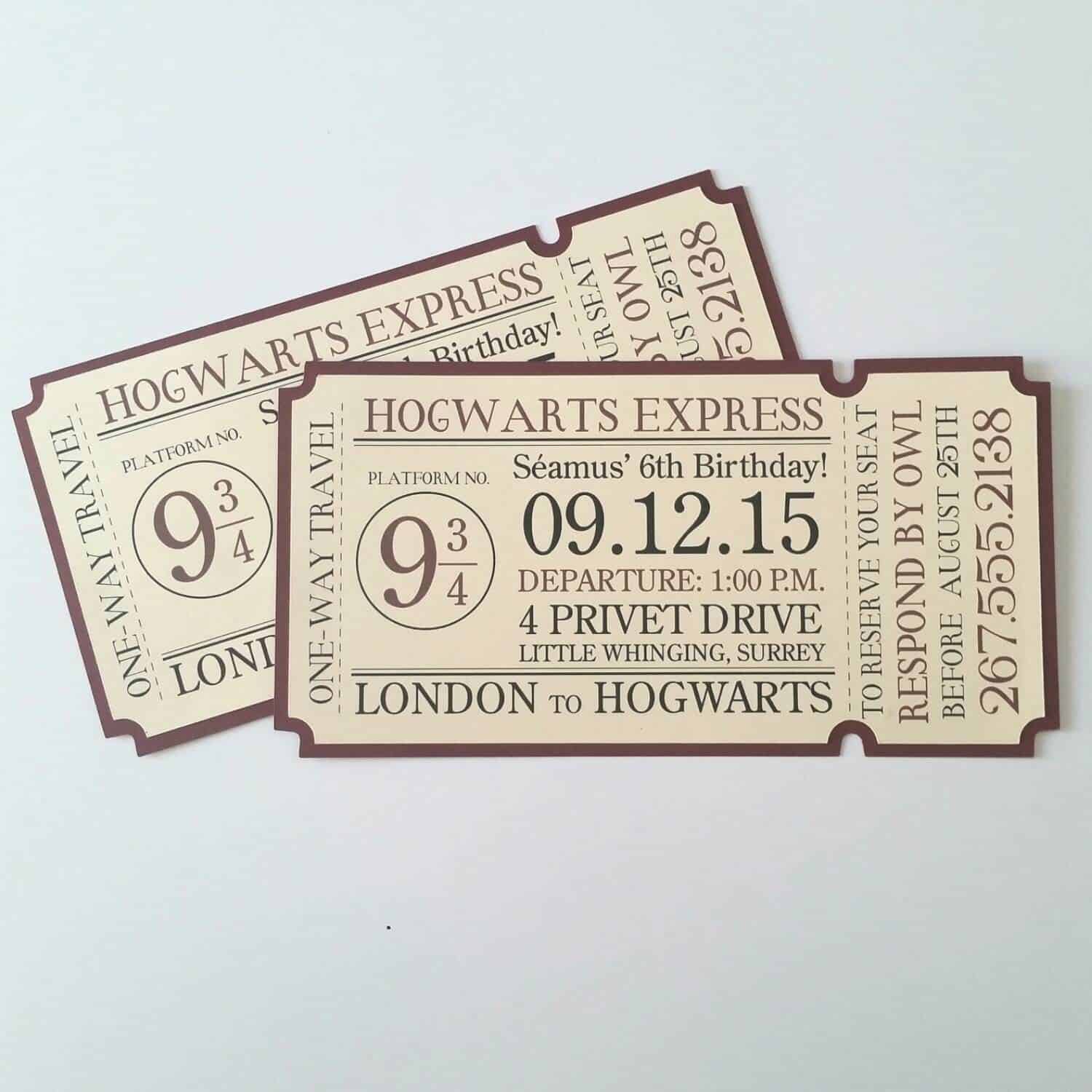 4x8 Hogwarts Express Train Ticket Invitation