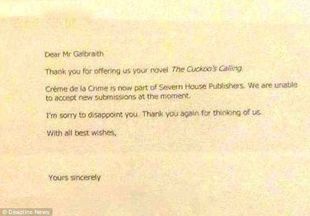 Harry Potter author JK Rowling shares rejection letters ...