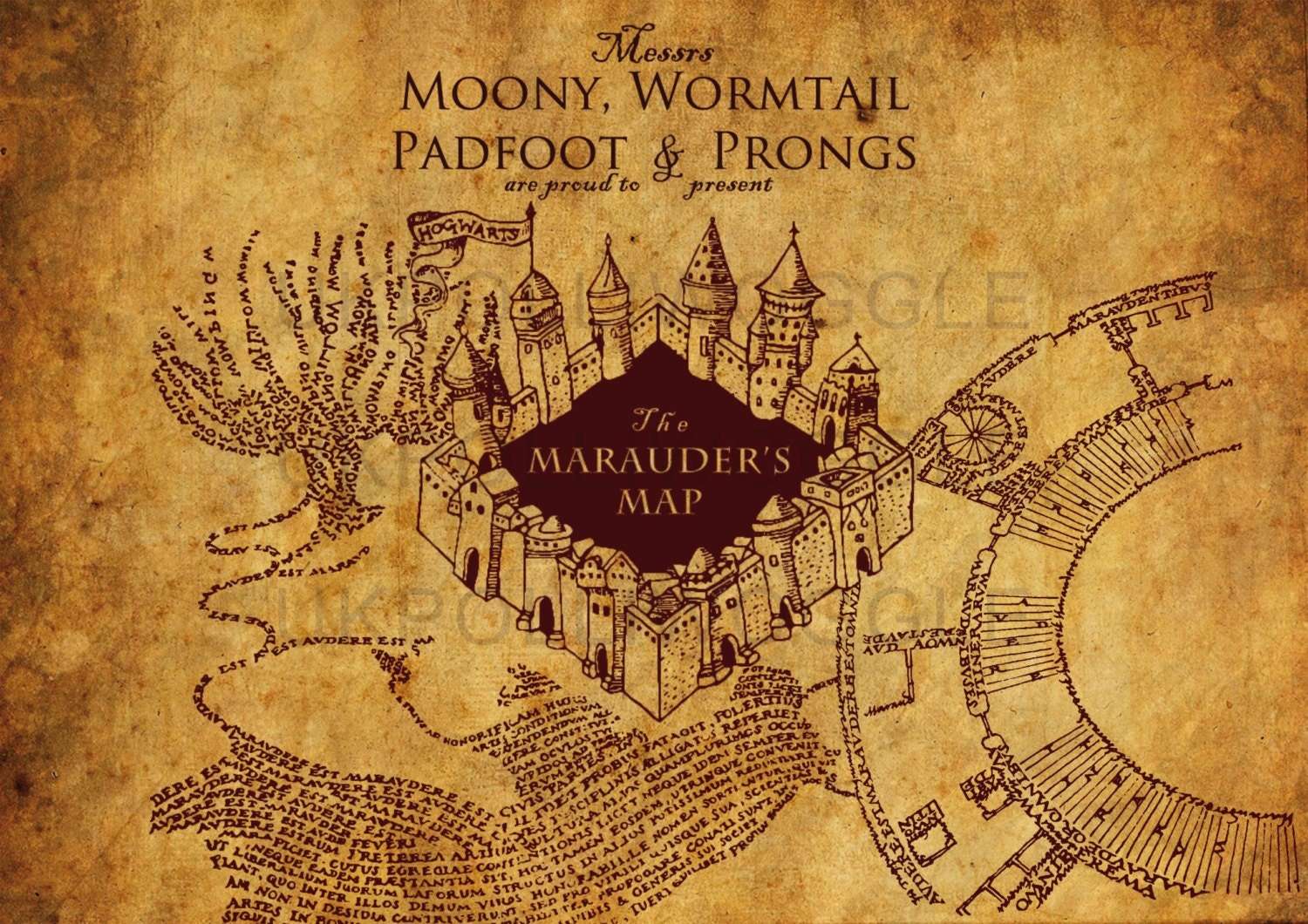 Harry Potter Marauders map poster Harry by PolliwoggleDesign