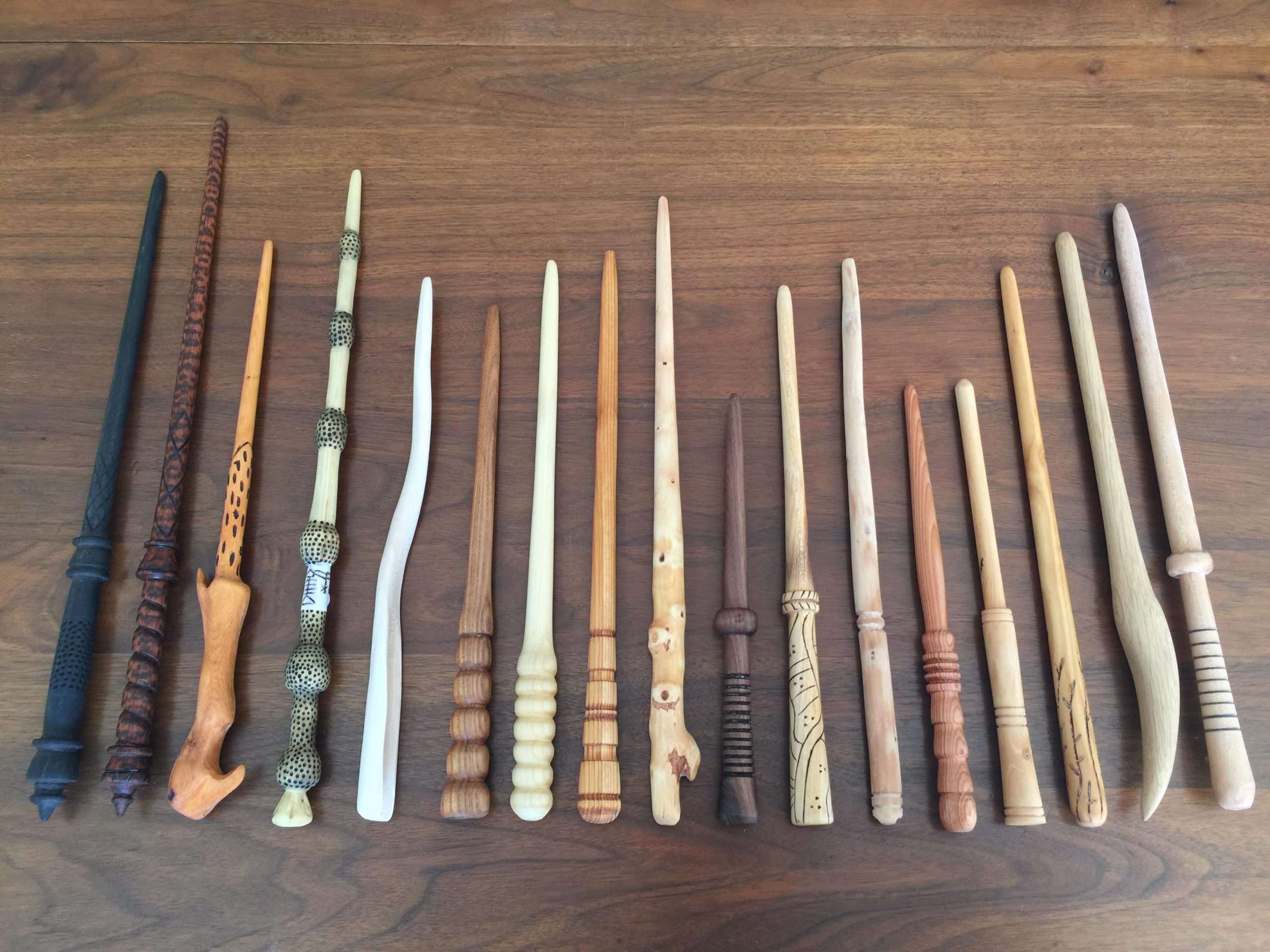 I made 17 Harry Potter wands each made of a different wood ...