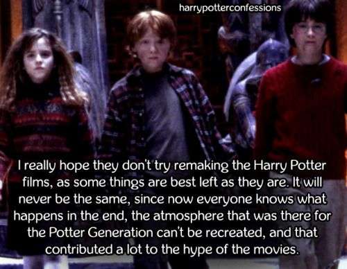 I really hope they dont try remaking the Harry Potter ...