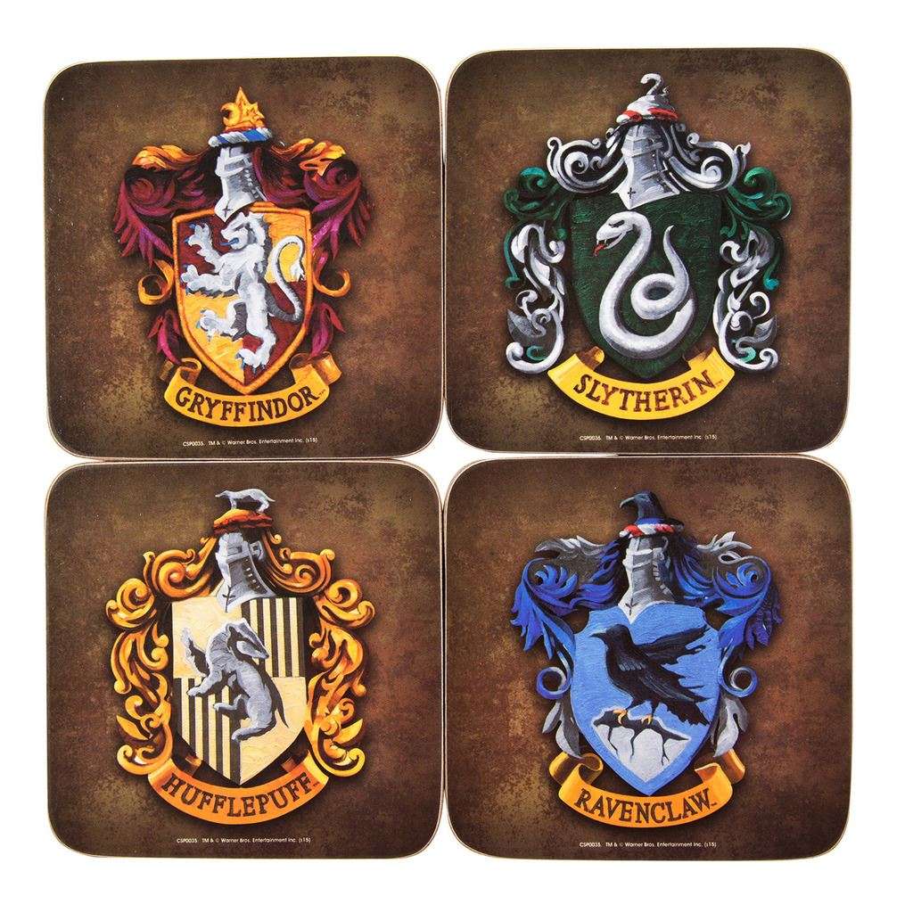 Official Harry Potter Hogwarts House Crests Coaster Set of ...