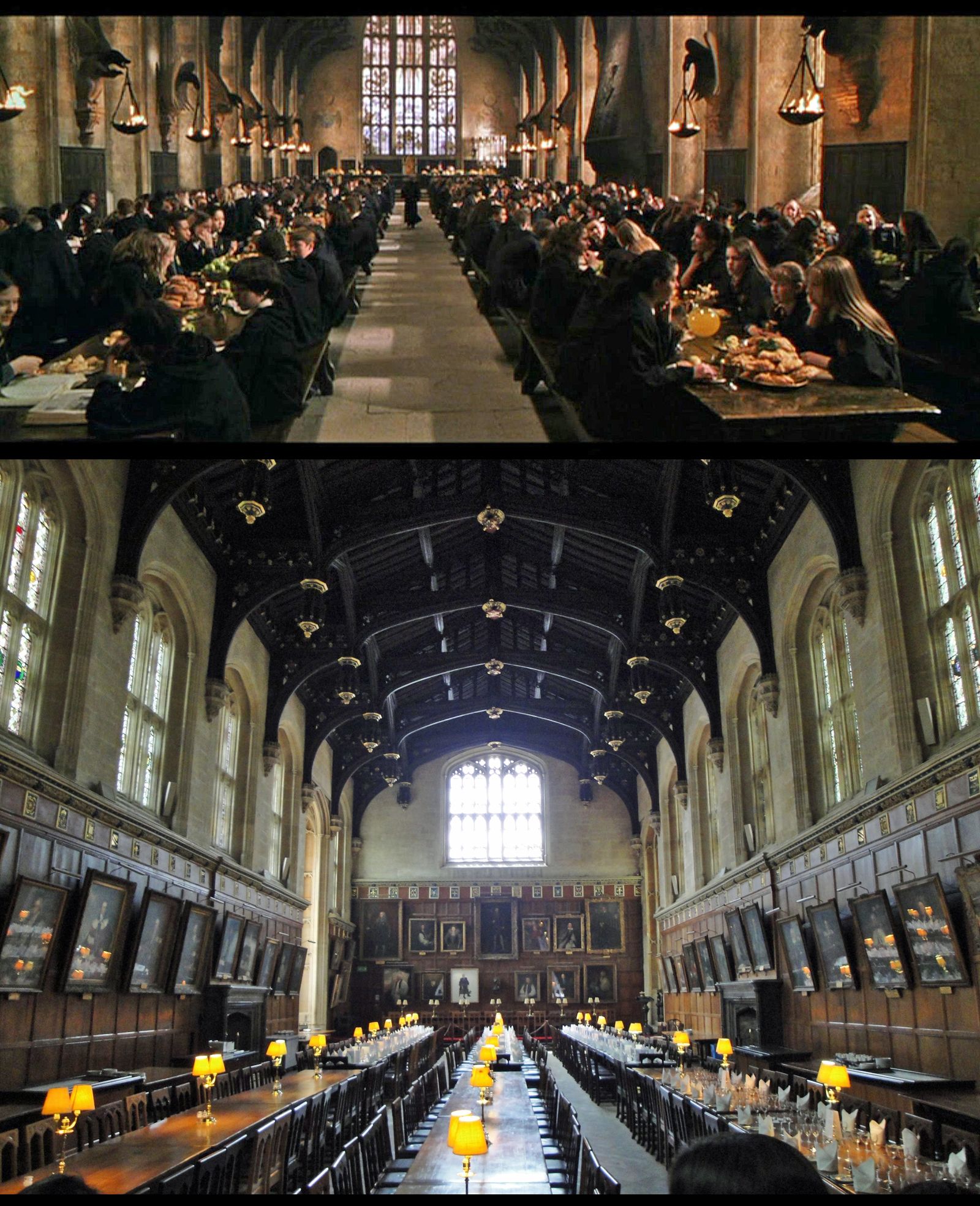 The Hogwarts Great Hall set design seen in all Harry Potter Movies was ...