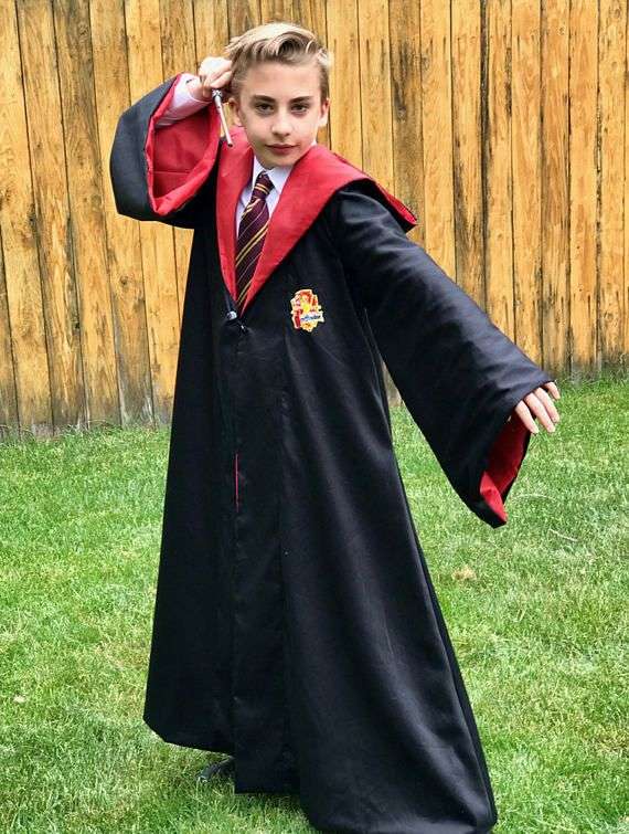 Wizard Black Robe Hooded Child Cosplay Cloak Wizard Pocket ...